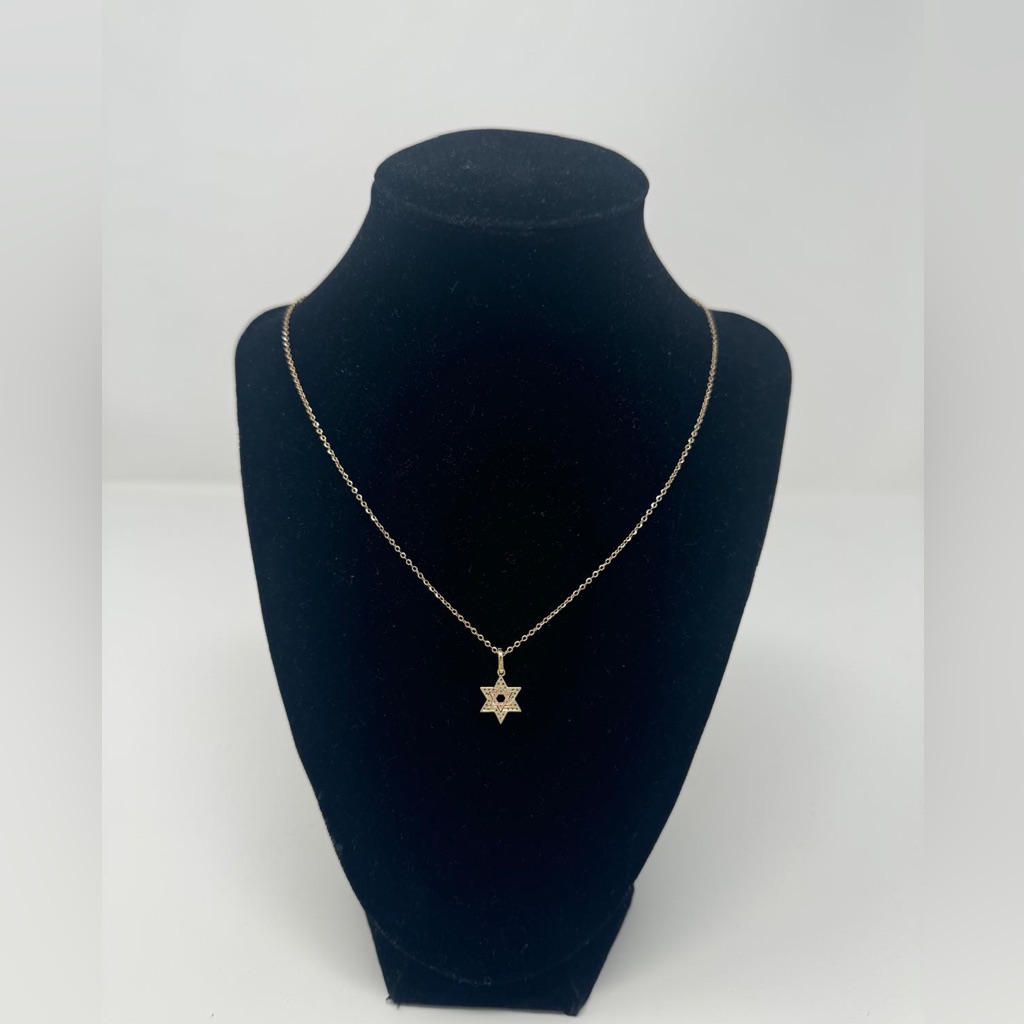 14k Solid Gold Two Tone Star Of David Cz Pendant
